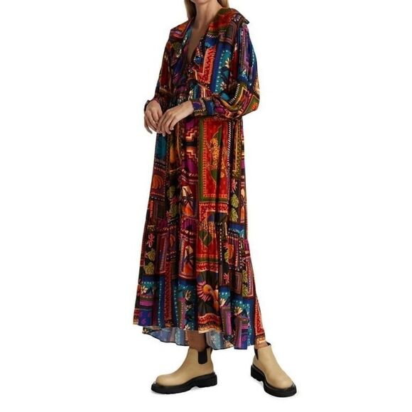 NWT Farm Rio Patchwork Tapestry Ankle Dress Size M $275.00 Lagenlook - Picture 4 of 15